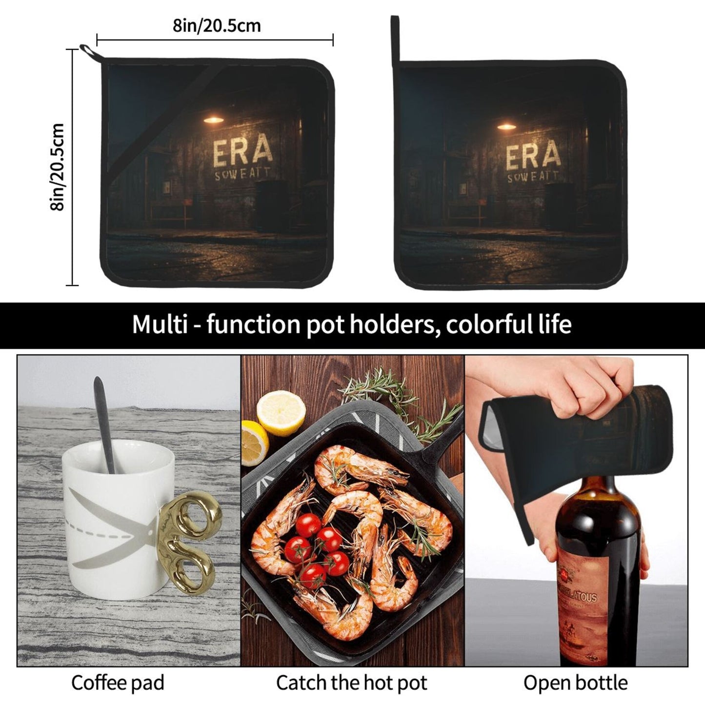 Square Heat Resistant Pads Set of 2 – Non-Slip Durable Hot Pads for Kitchen and Dining Table with Stylish Printed Design
