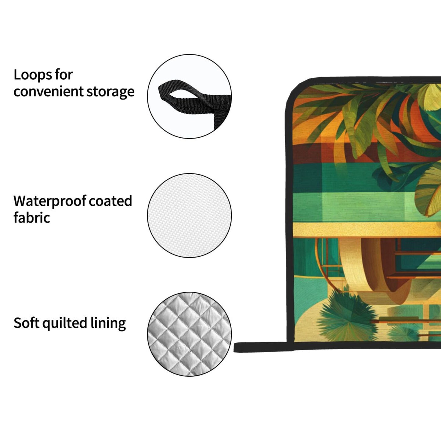 Square Heat Resistant Pads Set of 2 – Kitchen and Dining Protectors with Modern Architecture & Tropical Plant Design