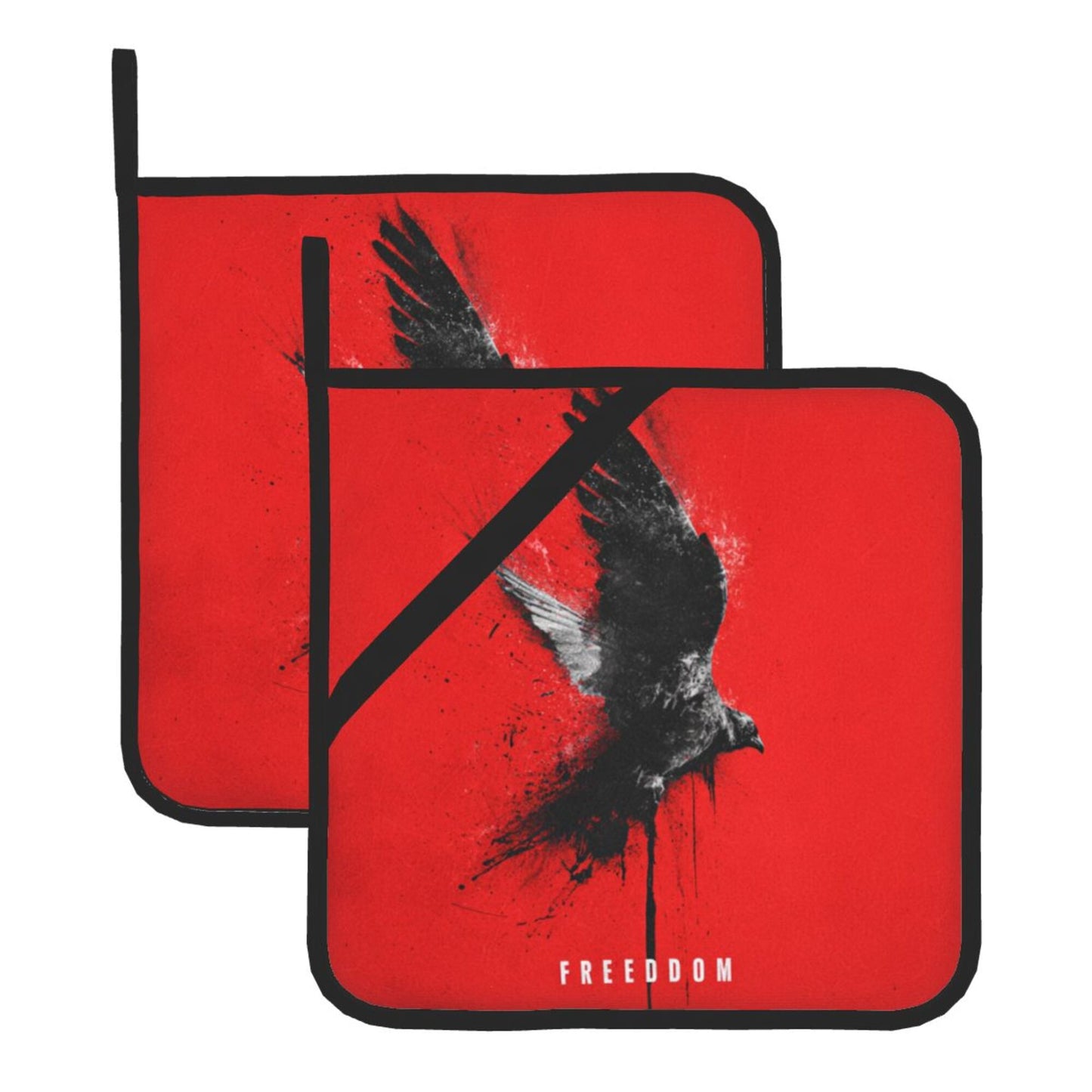 Square Heat Resistant Pads Set of 2 – Kitchen & Dining Protectors with Freedom Bird Design