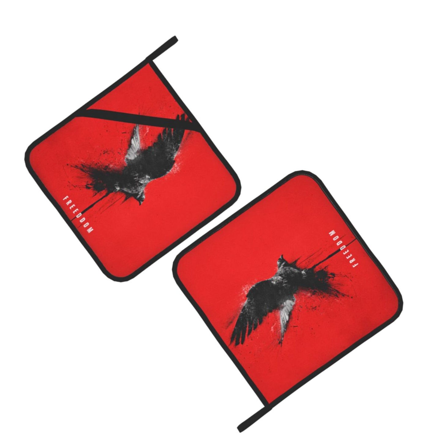 Square Heat Resistant Pads Set of 2 – Kitchen & Dining Protectors with Freedom Bird Design