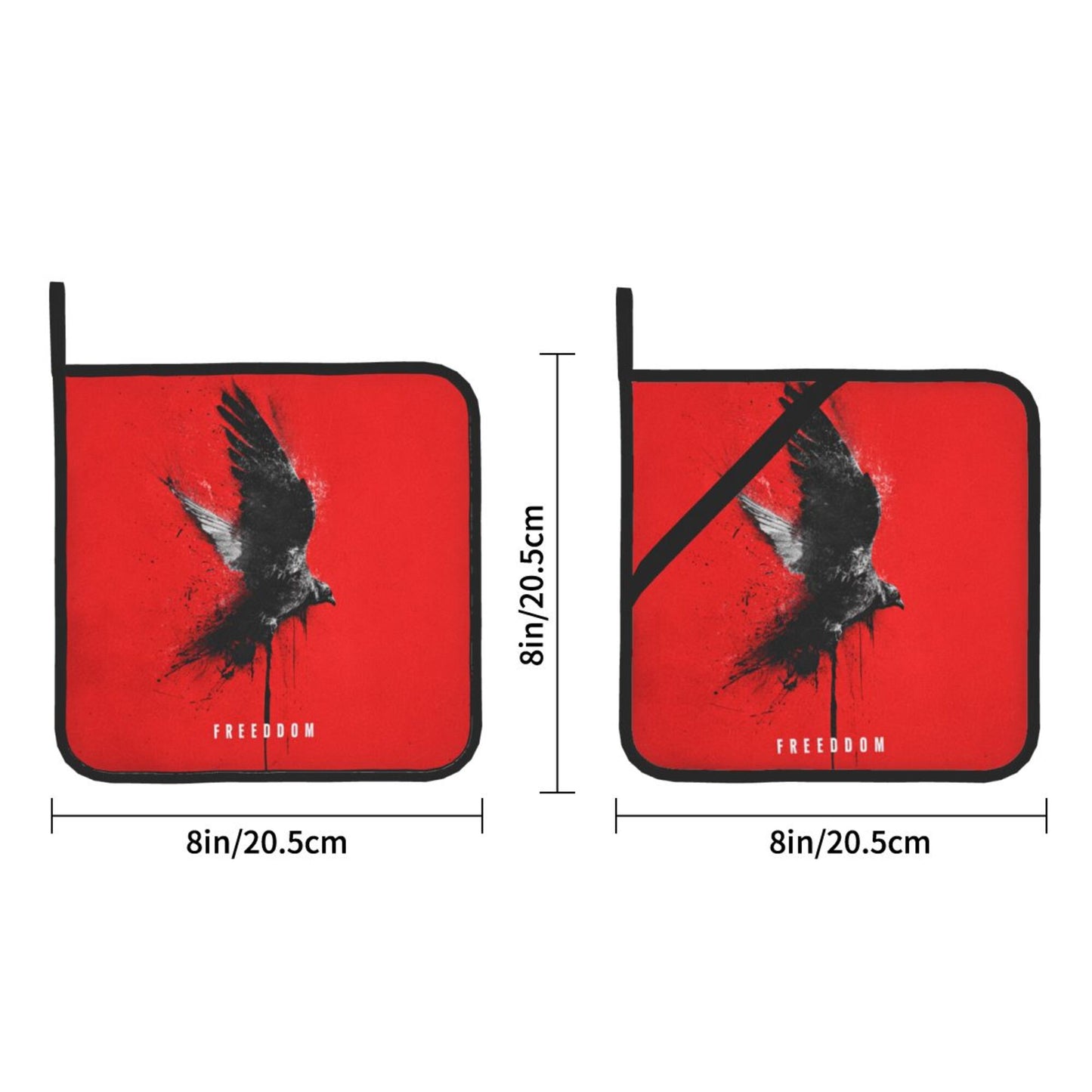 Square Heat Resistant Pads Set of 2 – Kitchen & Dining Protectors with Freedom Bird Design