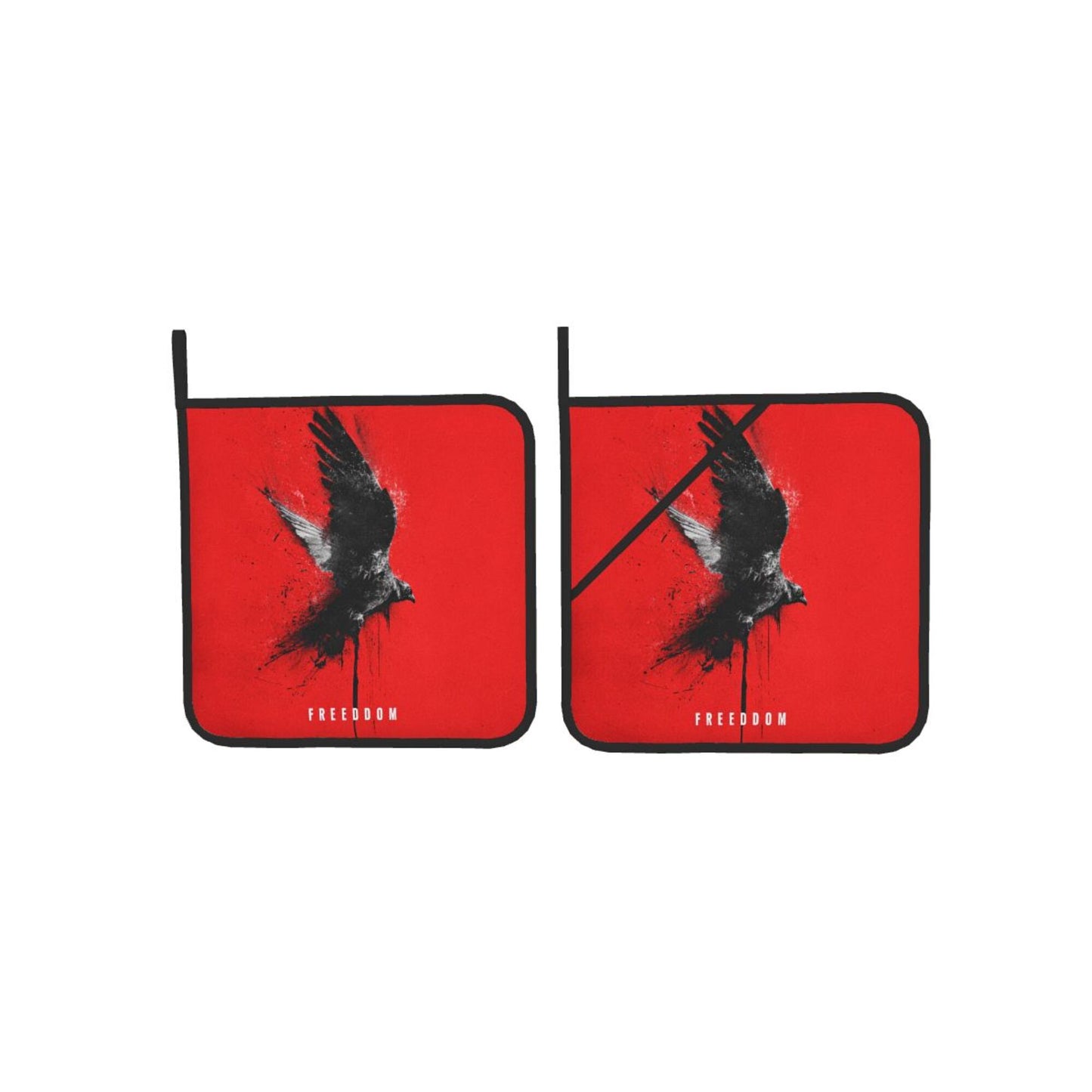 Square Heat Resistant Pads Set of 2 – Kitchen & Dining Protectors with Freedom Bird Design