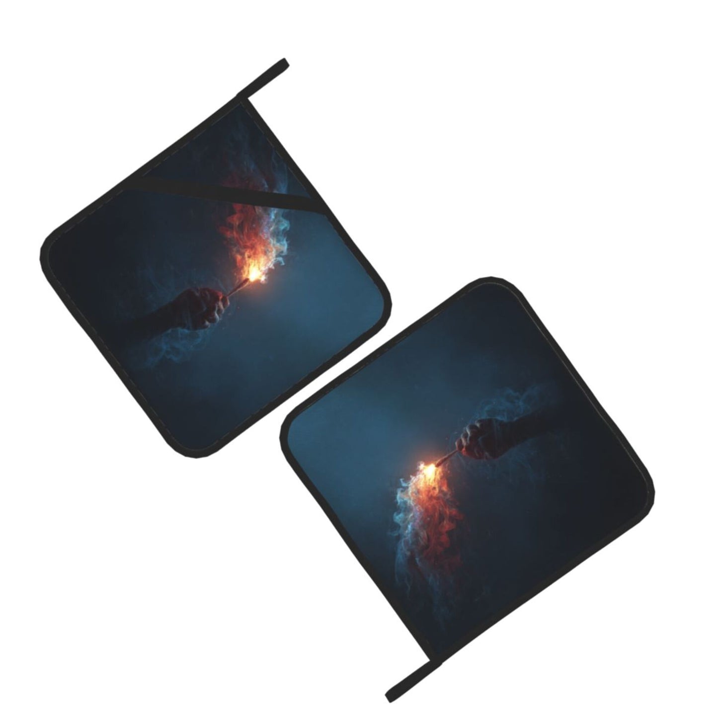 Square Heat Resistant Pads Set of 2 – Fire Light Design, Non-Slip Kitchen & Dining Protectors