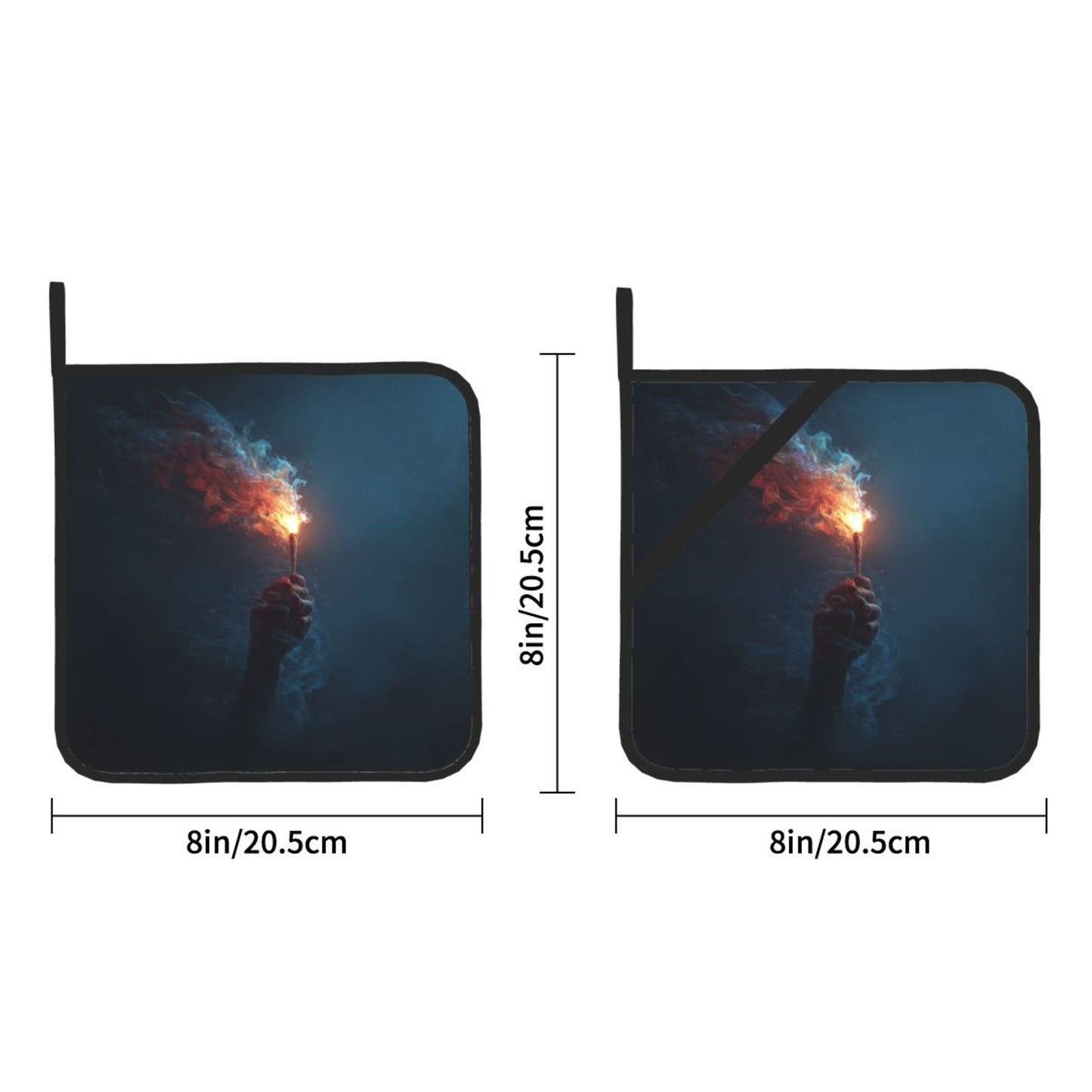 Square Heat Resistant Pads Set of 2 – Fire Light Design, Non-Slip Kitchen & Dining Protectors