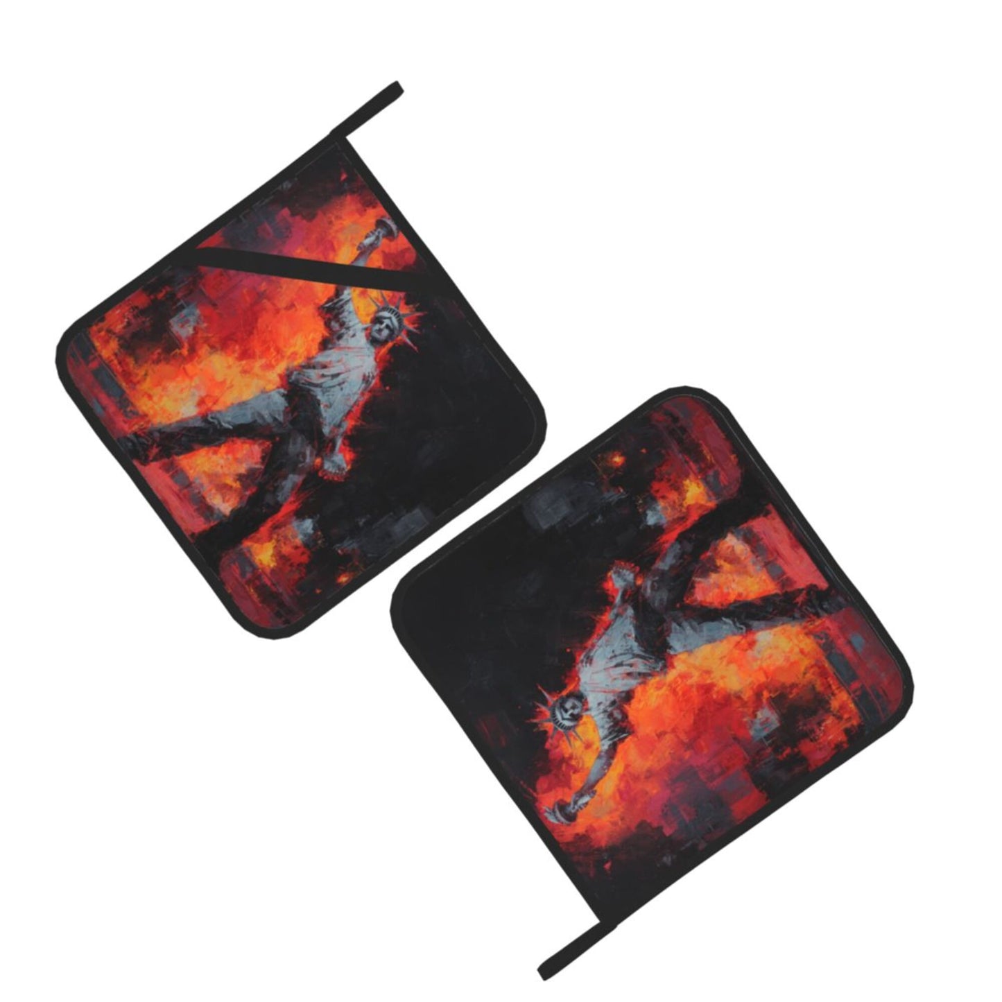 Square Heat Resistant Pads Set of 2 – Fire & Figure Art Design, Non-Slip Kitchen Table Protectors