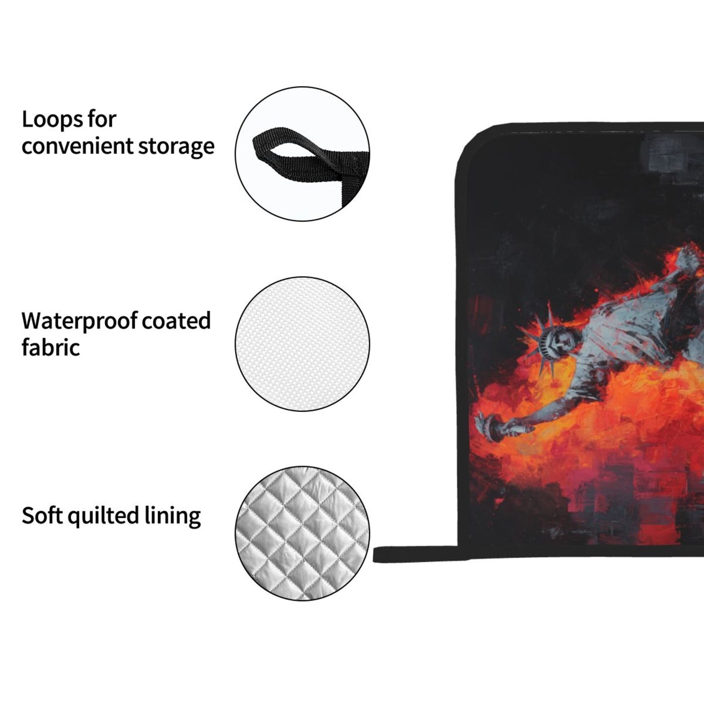 Square Heat Resistant Pads Set of 2 – Fire & Figure Art Design, Non-Slip Kitchen Table Protectors