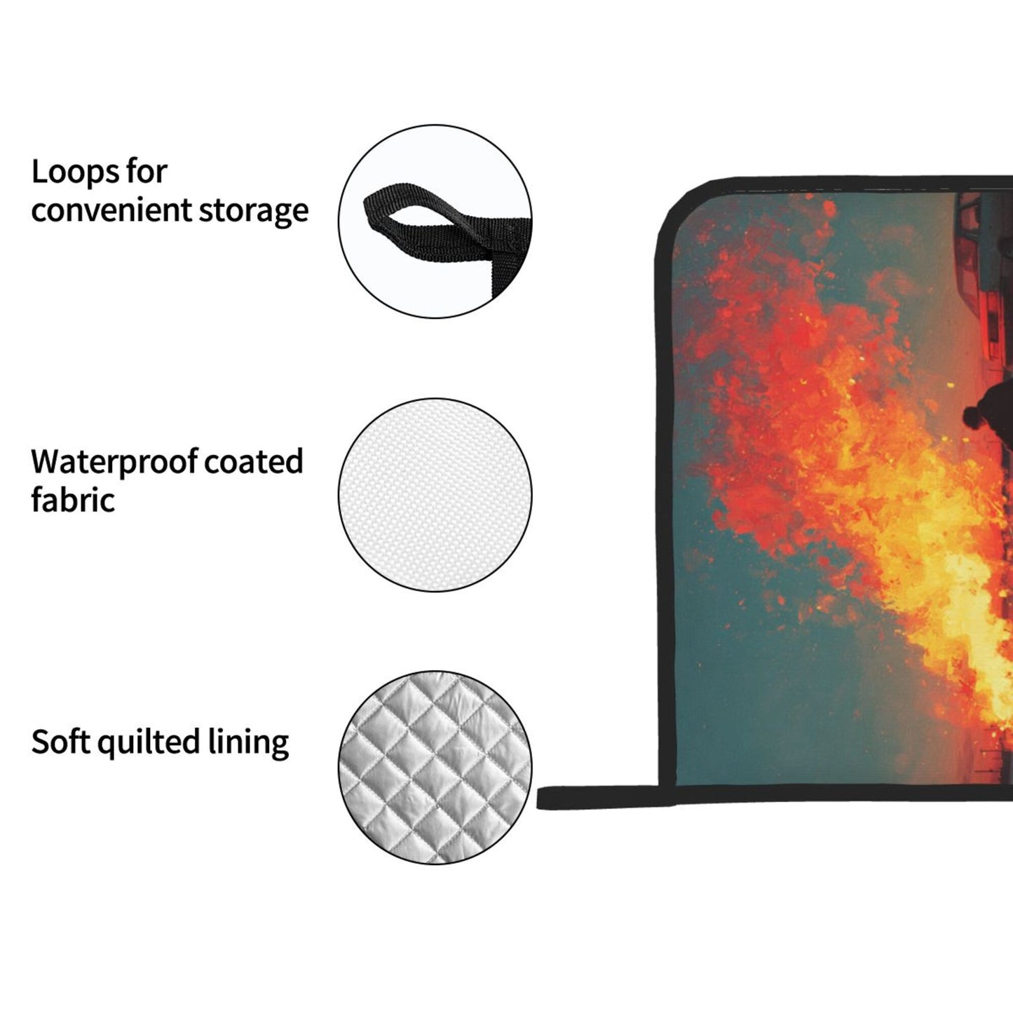 Square Heat Resistant Pads Set of 2 – Flame Street Scene Artistic Design, Non-Slip Kitchen & Dining Protectors