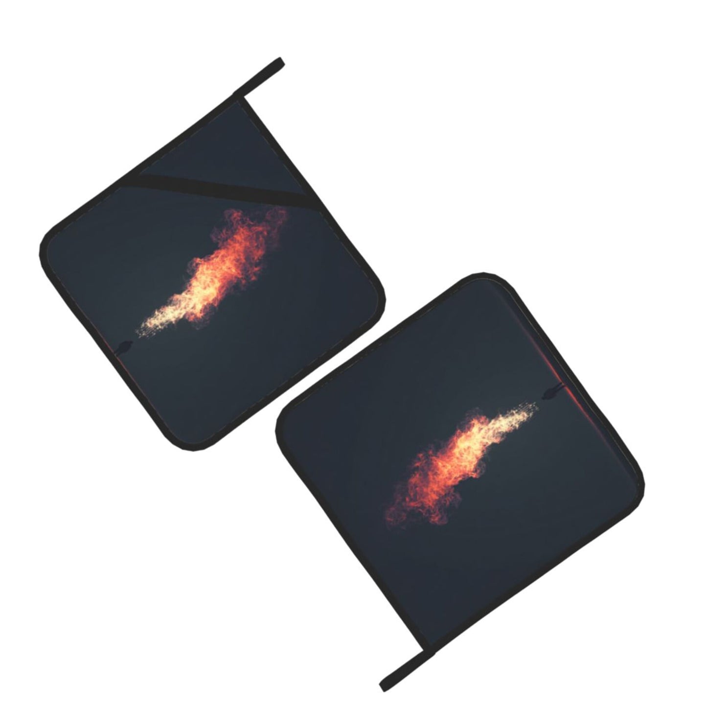 Square Heat Resistant Pads Set of 2 – Flame Jet Artistic Design, Non-Slip Kitchen & Dining Protectors