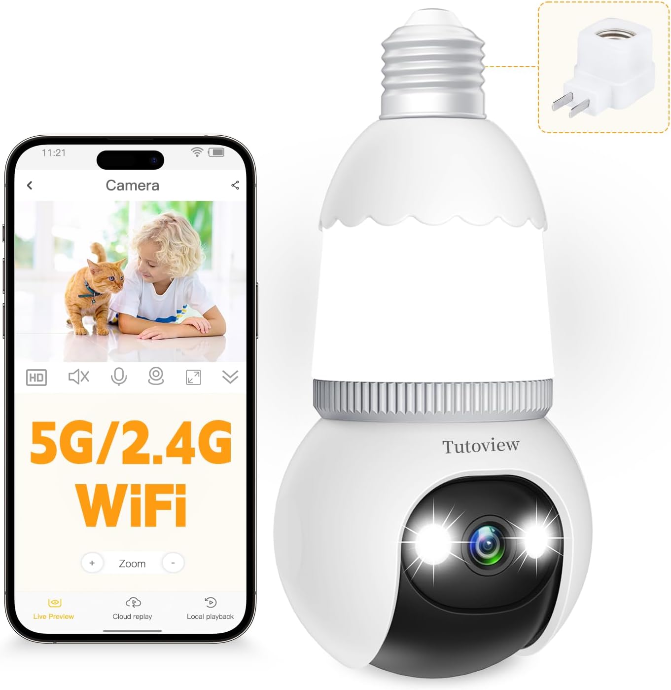 💥🔥🔥LAST DAY ONLY 49% OFF🔥🔥-4MP Light Bulb Security Camera 5G&2.4GHz Wireless Outdoor Indoor Camera with Night Vision