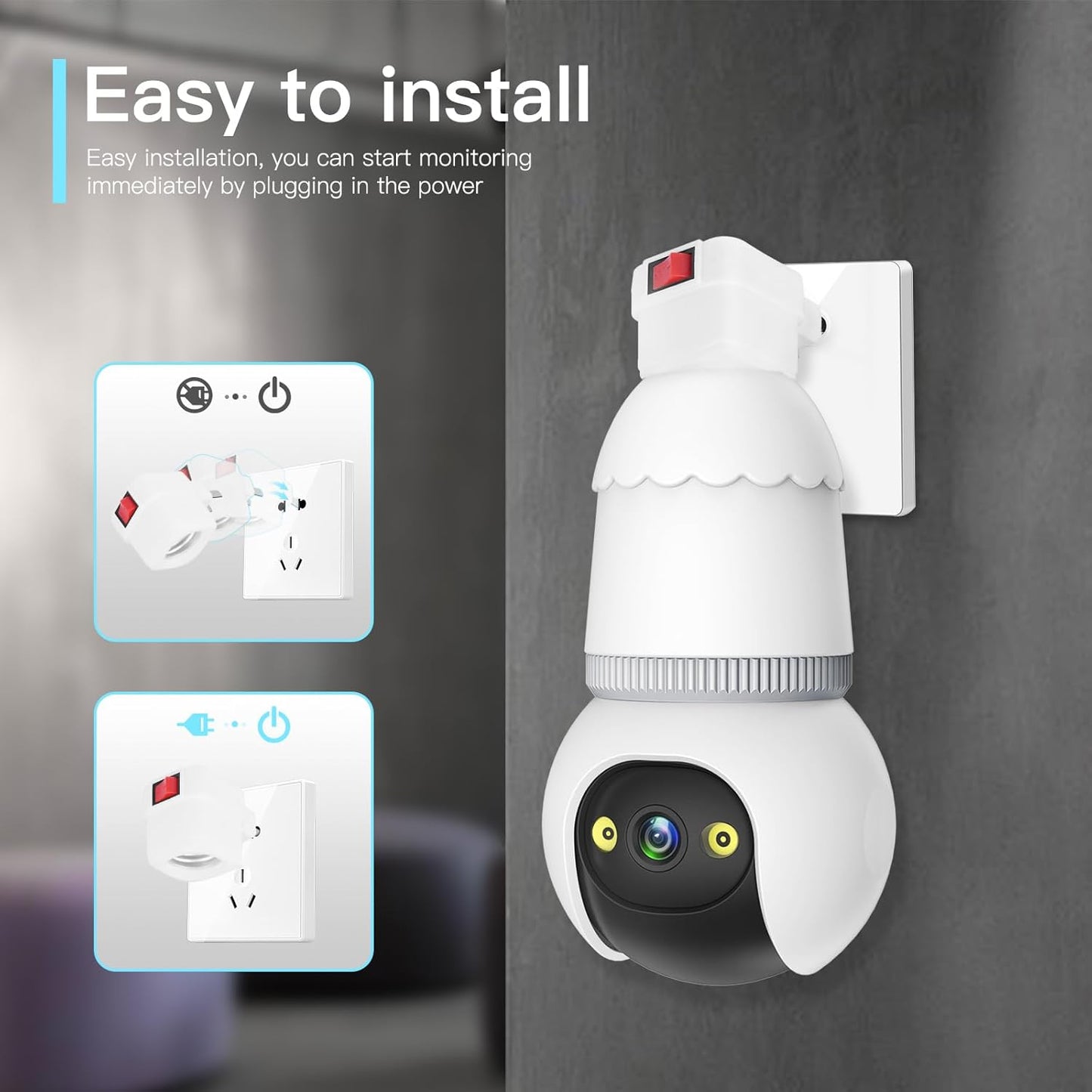💥🔥🔥LAST DAY ONLY 49% OFF🔥🔥-4MP Light Bulb Security Camera 5G&2.4GHz Wireless Outdoor Indoor Camera with Night Vision