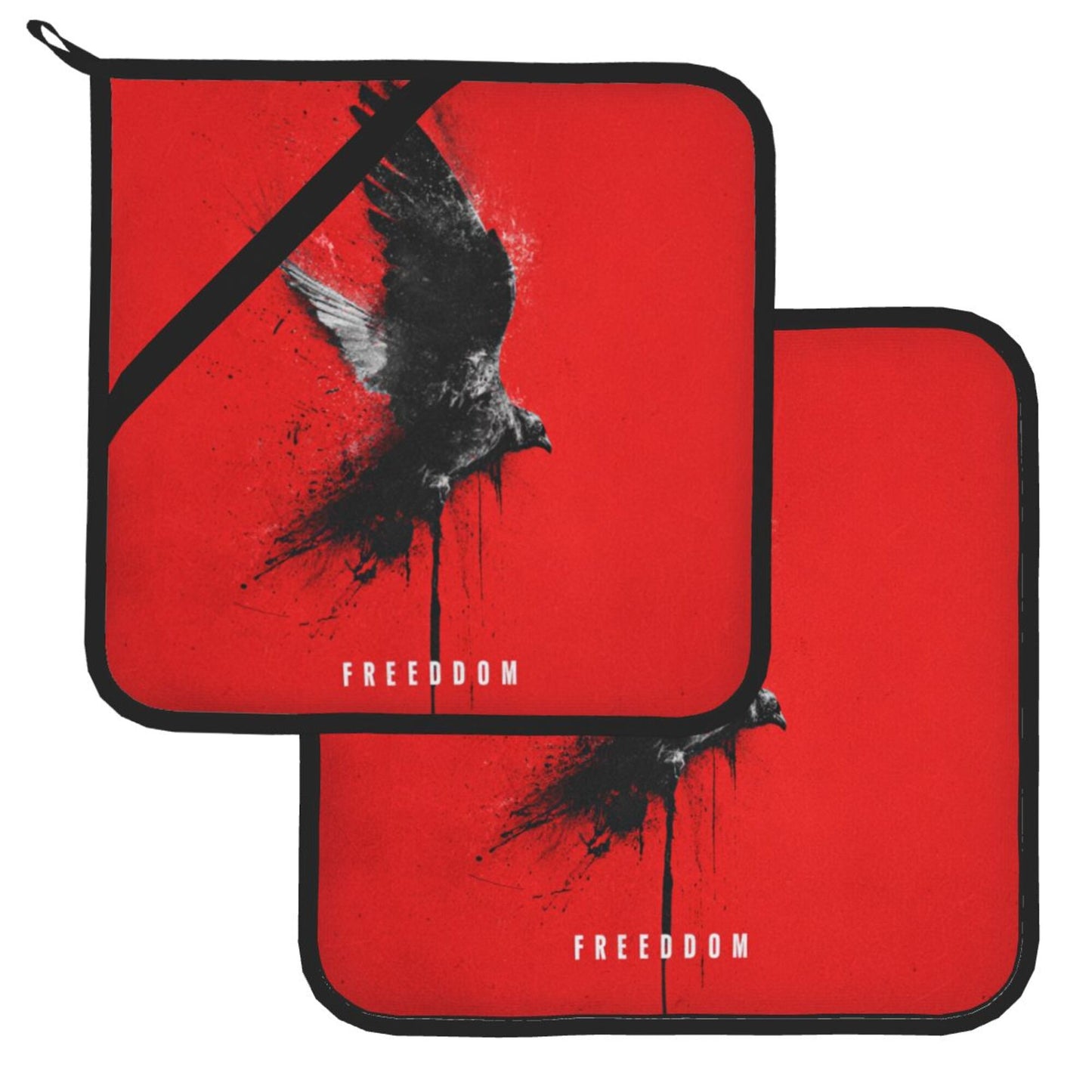 Square Heat Resistant Pads Set of 2 – Kitchen & Dining Protectors with Freedom Bird Design
