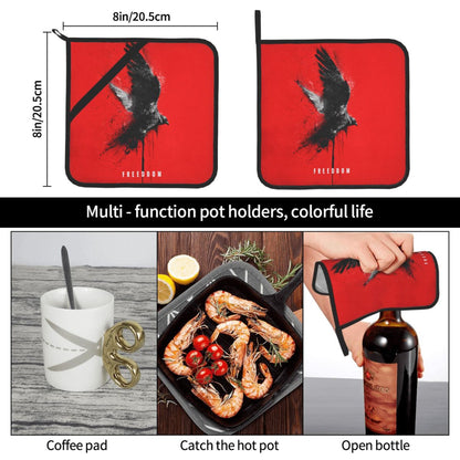 Square Heat Resistant Pads Set of 2 – Kitchen & Dining Protectors with Freedom Bird Design