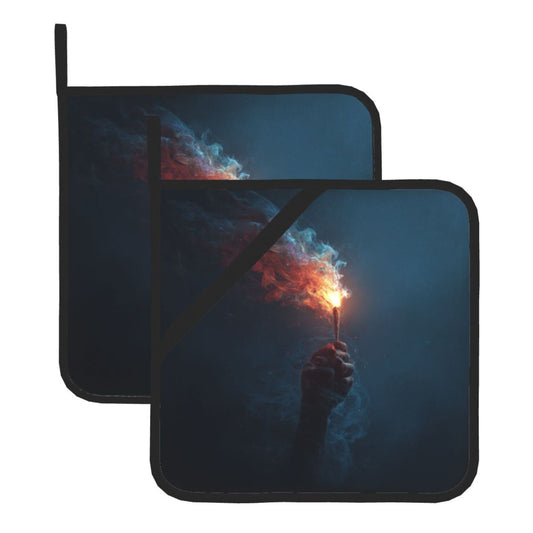Square Heat Resistant Pads Set of 2 – Fire Light Design, Non-Slip Kitchen & Dining Protectors