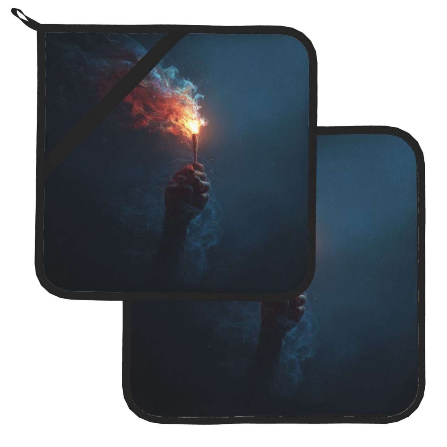 Square Heat Resistant Pads Set of 2 – Fire Light Design, Non-Slip Kitchen & Dining Protectors