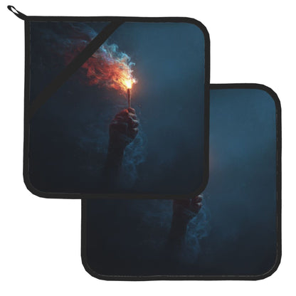 Square Heat Resistant Pads Set of 2 – Fire Light Design, Non-Slip Kitchen & Dining Protectors