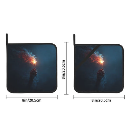 Square Heat Resistant Pads Set of 2 – Fire Light Design, Non-Slip Kitchen & Dining Protectors