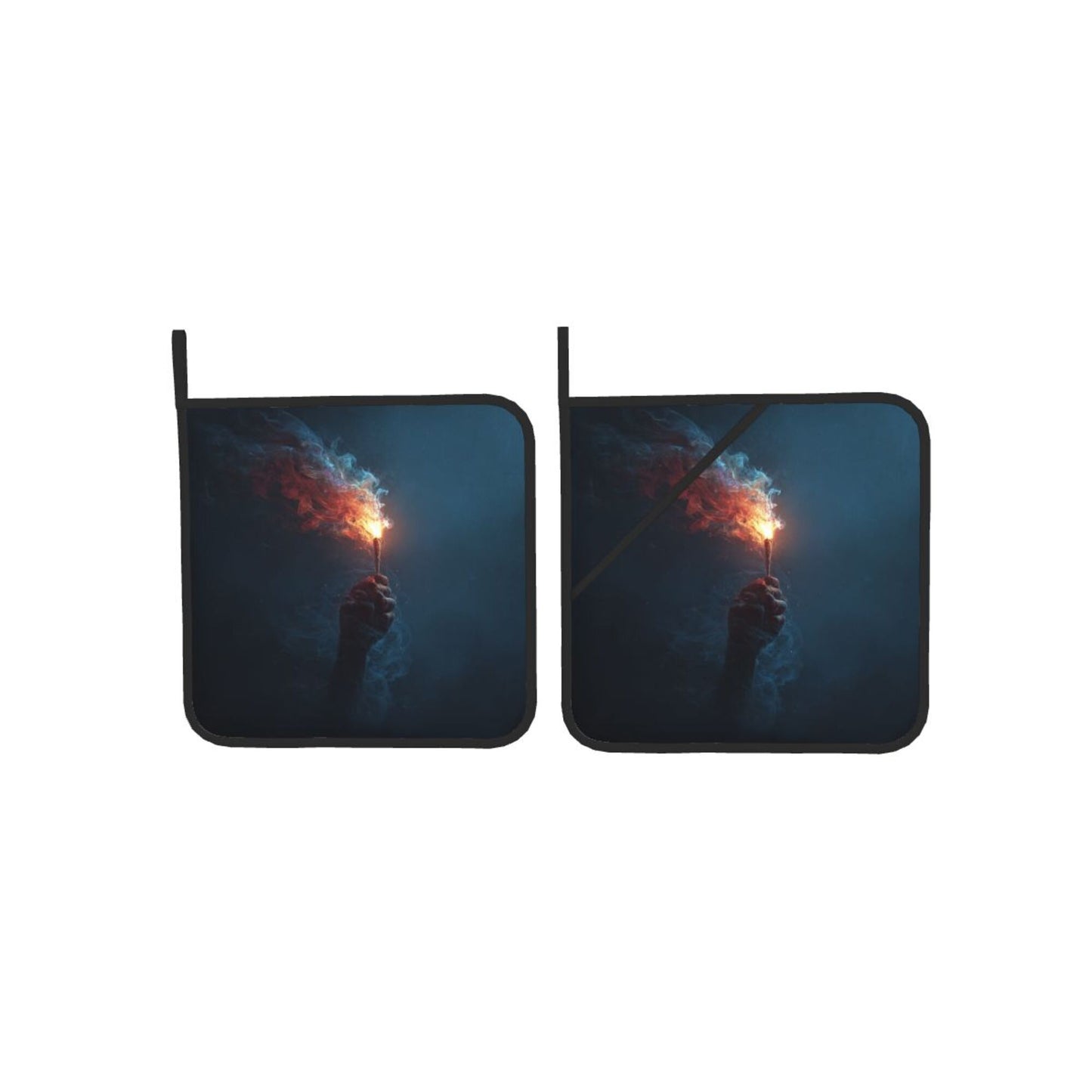 Square Heat Resistant Pads Set of 2 – Fire Light Design, Non-Slip Kitchen & Dining Protectors