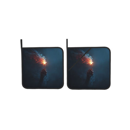 Square Heat Resistant Pads Set of 2 – Fire Light Design, Non-Slip Kitchen & Dining Protectors