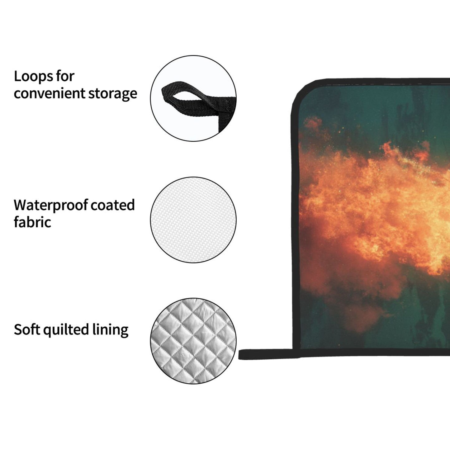 Square Heat Resistant Pads Set of 2 – Burning Installation Art Design, Non-Slip Kitchen & Table Protectors