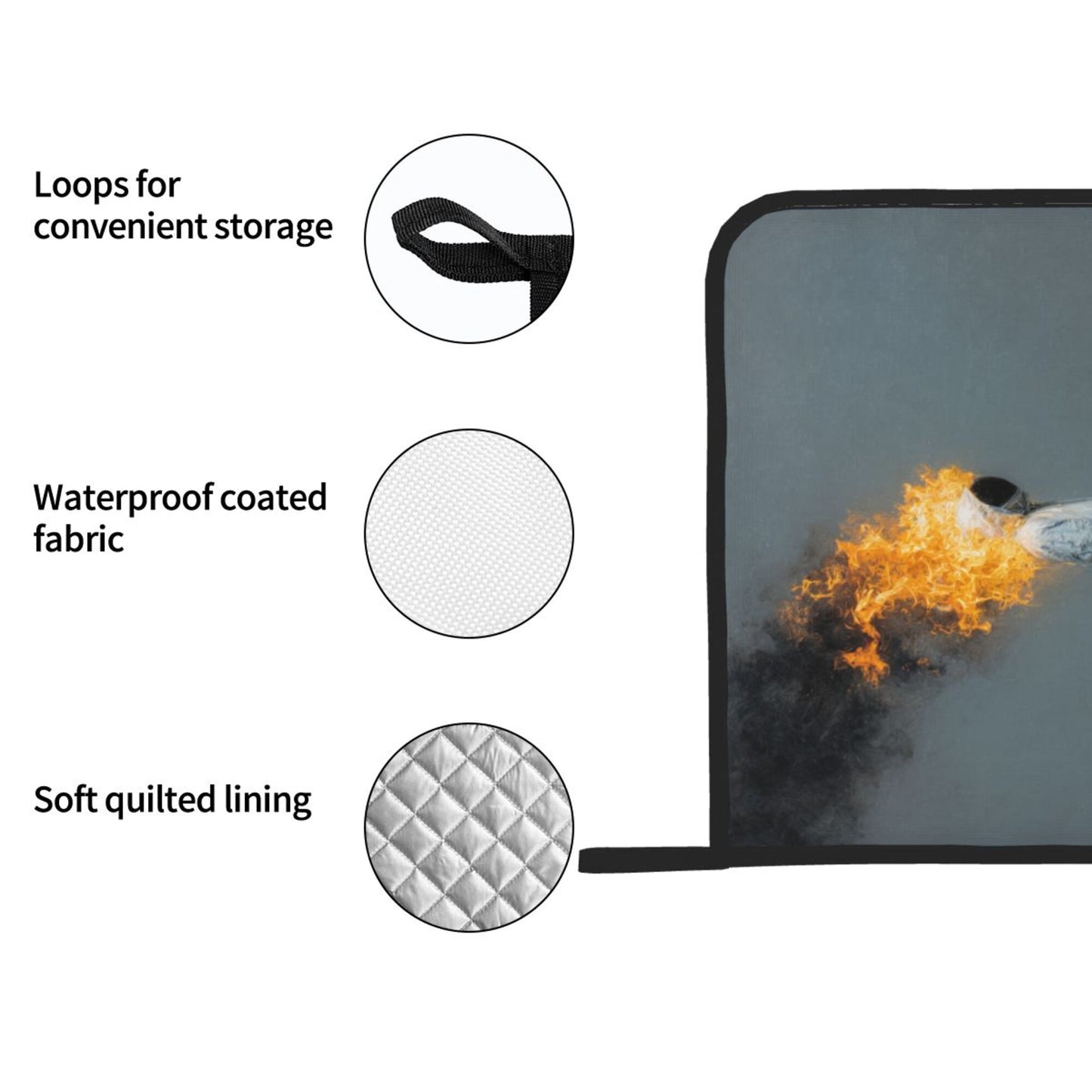 Square Heat Resistant Pads Set of 2 – Walking Flame Man Artistic Design, Non-Slip Kitchen & Dining Protectors