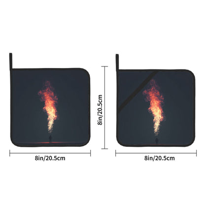 Square Heat Resistant Pads Set of 2 – Flame Jet Artistic Design, Non-Slip Kitchen & Dining Protectors