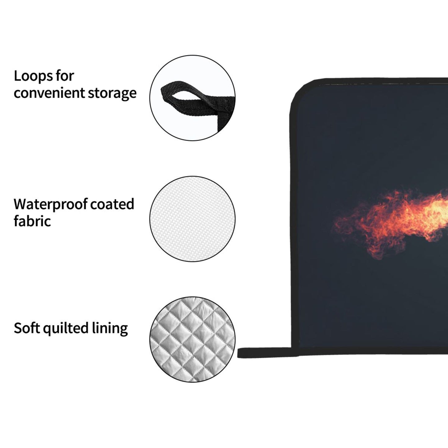 Square Heat Resistant Pads Set of 2 – Flame Jet Artistic Design, Non-Slip Kitchen & Dining Protectors