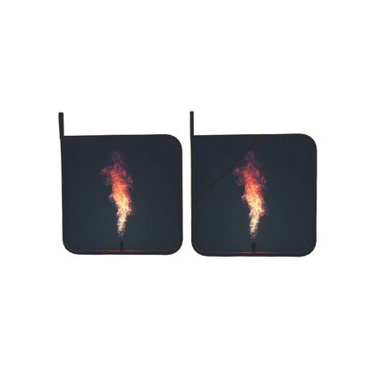 Square Heat Resistant Pads Set of 2 – Flame Jet Artistic Design, Non-Slip Kitchen & Dining Protectors