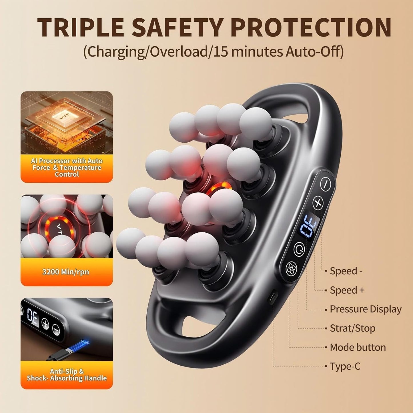 💥only $45.99 Last Day Promotion!-🔥16-Head Deep Tissue Massage Gun with 30 Speeds