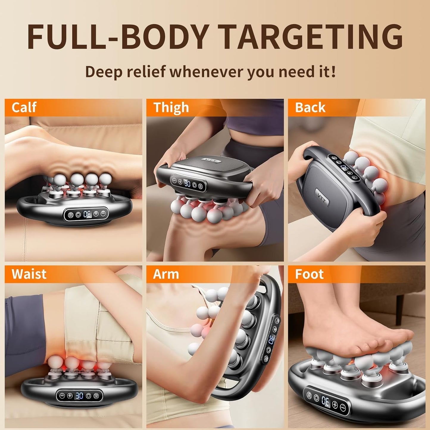 💥only $45.99 Last Day Promotion!-🔥16-Head Deep Tissue Massage Gun with 30 Speeds